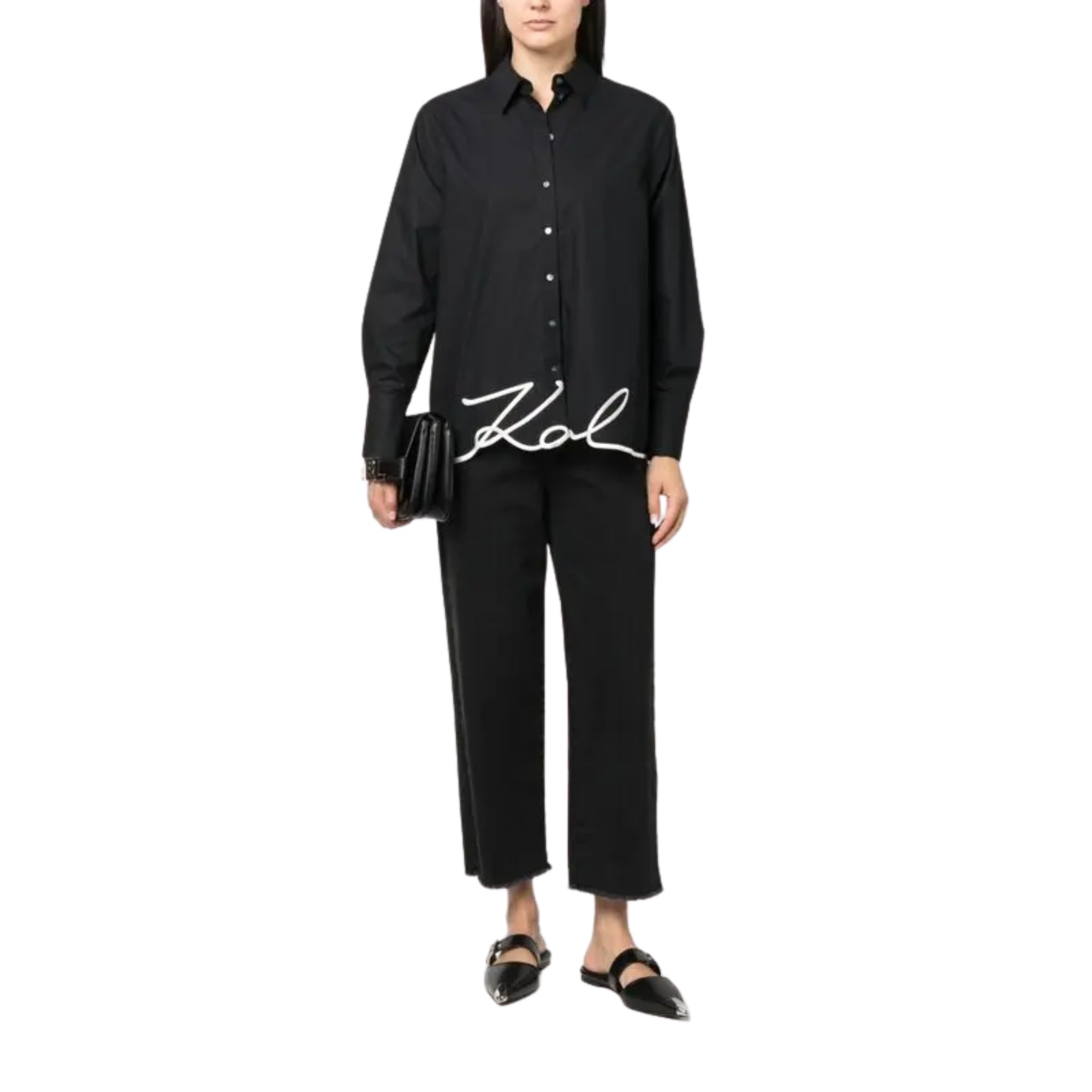 Karl Lagerfeld Shirt Signature Logo Black-AL Capone Premium