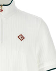 Casablanca T-Shirt Velour 1/4 Zip Top White-AL Capone Premium