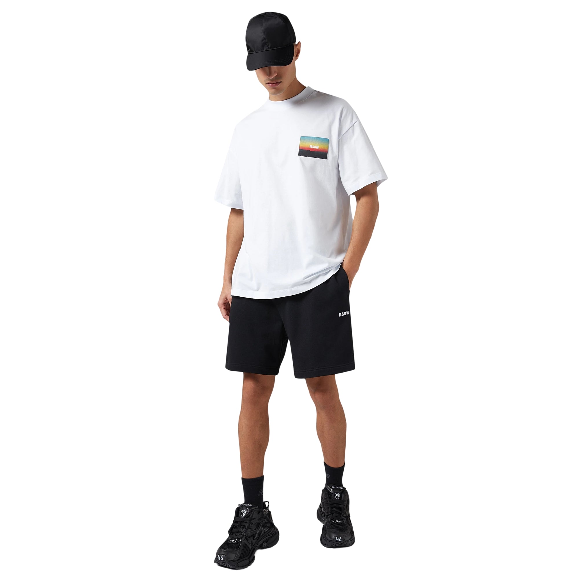 Msgm Shorts Elasticated Black-White-AL Capone Premium