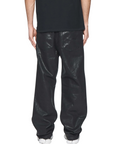 Purple Jeans Leather Look Wide Leg Black