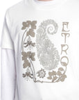 Etro T-Shirt Paisley Print Embroidered Logo White-Beige-AL Capone Premium
