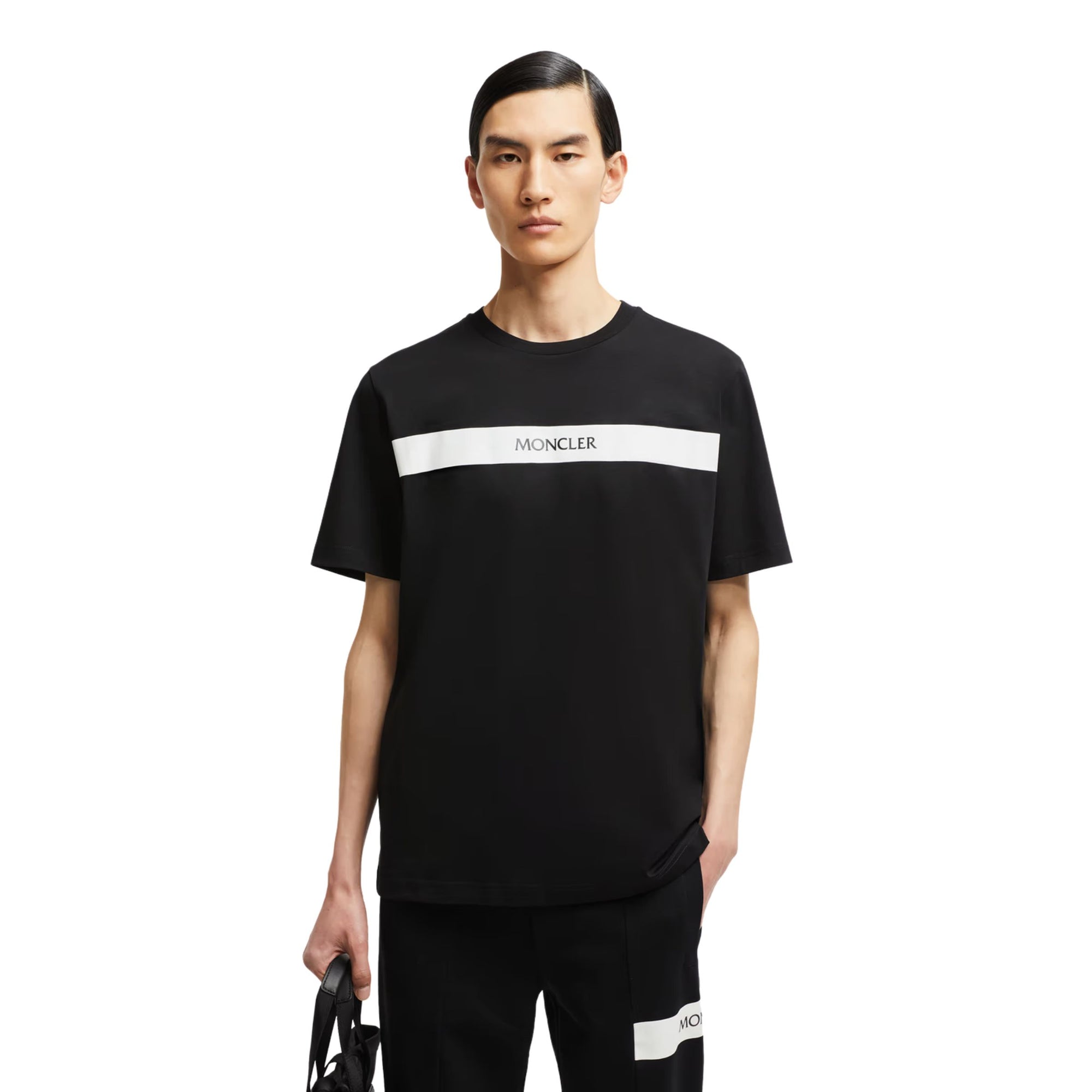 Moncler T-Shirt Rubberized Logo Black-White-AL Capone Premium