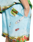 Casablanca Shorts Silk Maison Sur Piloti Blue-AL Capone Premium