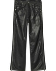 Purple Jeans Leather Look Wide Leg Black