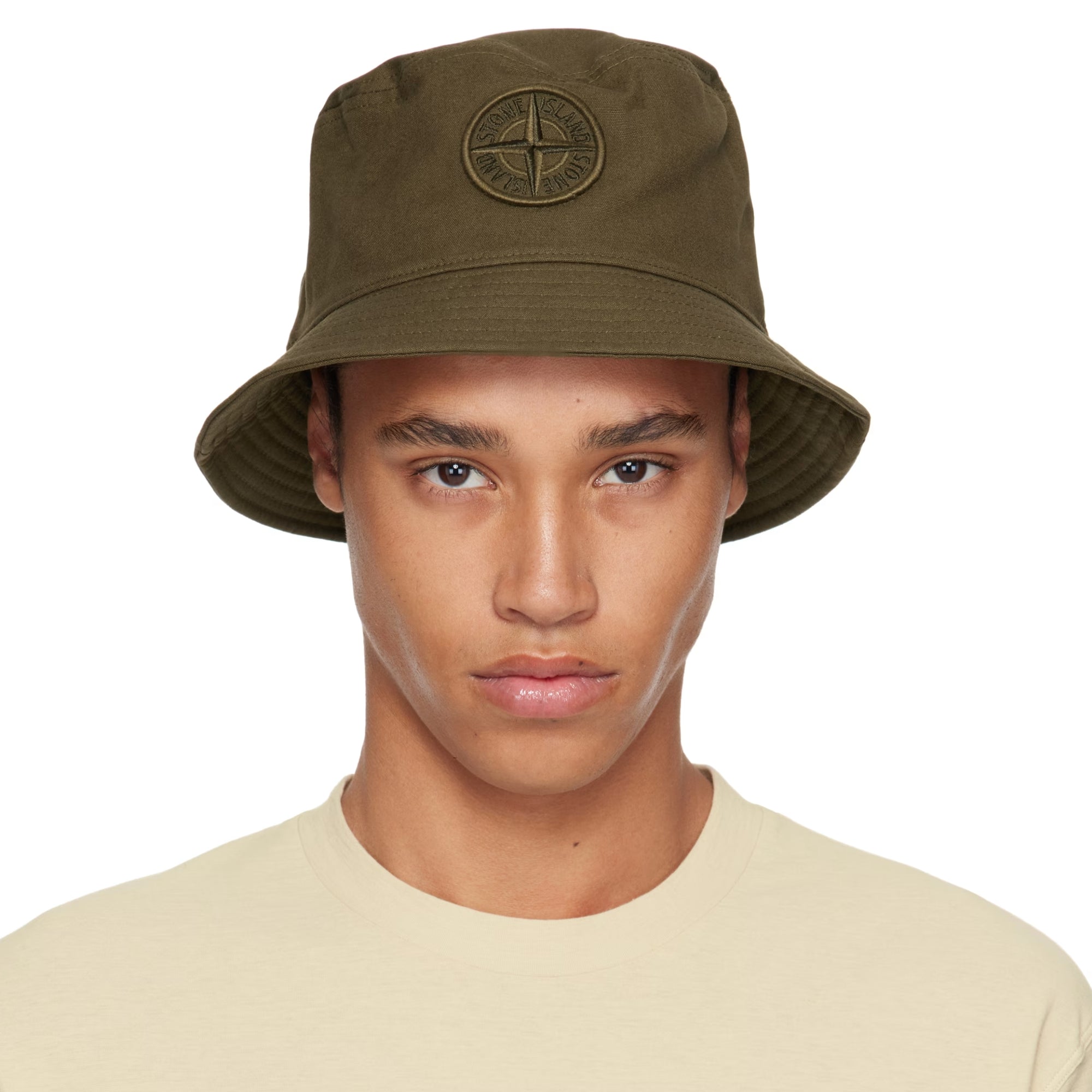 Stone Island Bucket Hat Logo Brown-AL Capone Premium