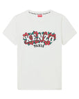 Kenzo T-Shirt Ladies Logo On Flowers White