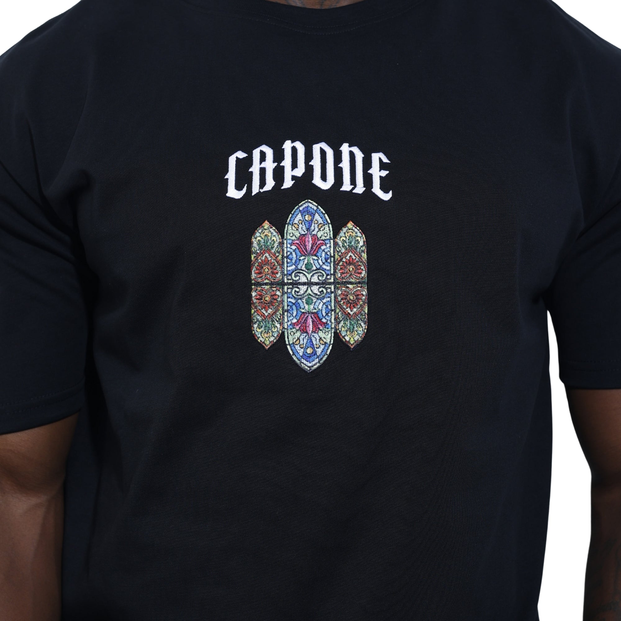 Capone T-Shirt Mexican Embroidery Slogan Black-AL Capone Premium