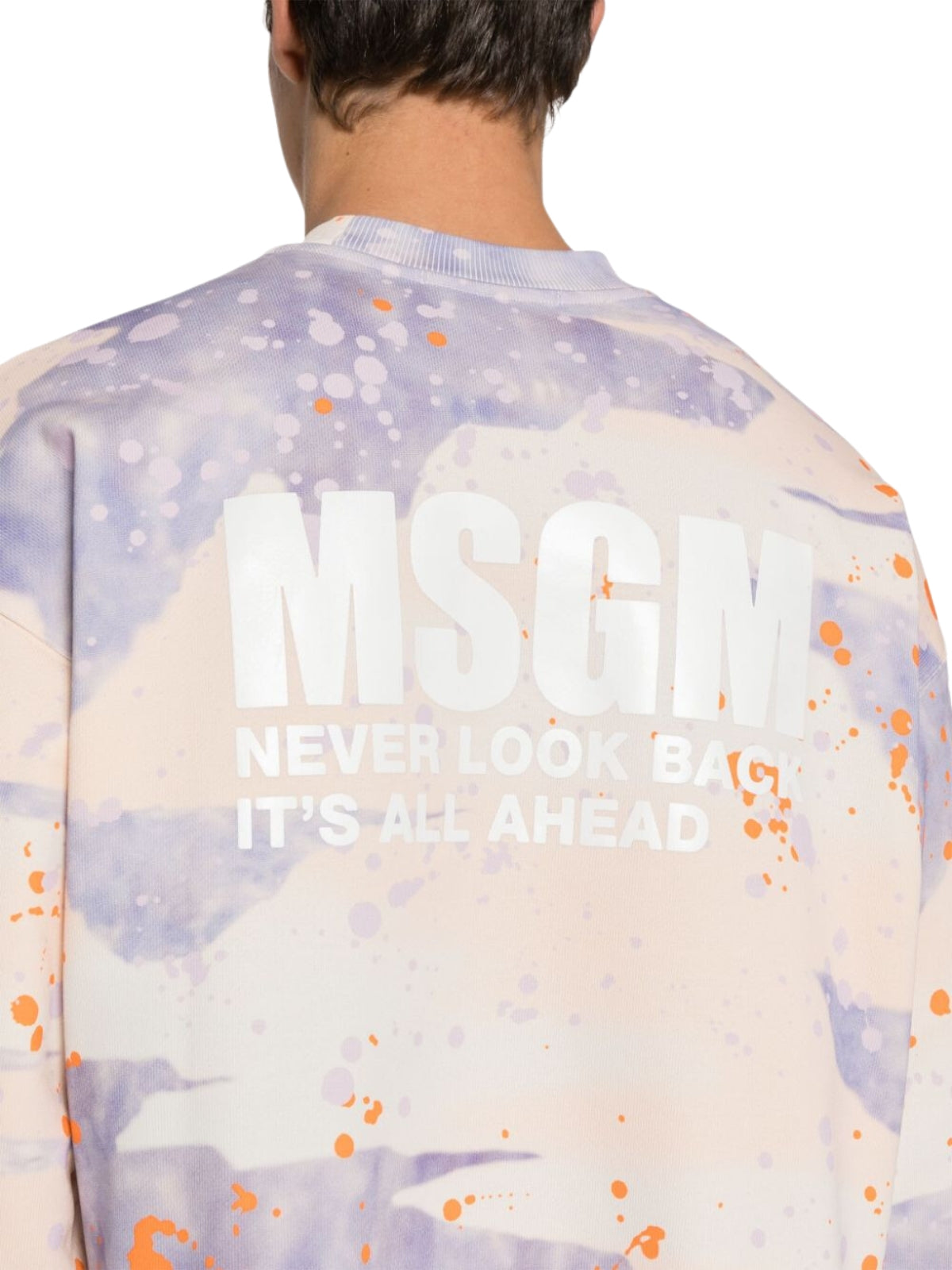 Msgm Sweater Allover Print Logo Lilac-Cream-AL Capone Premium