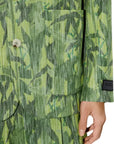 Kenzo Blazer Allover Leaves Print Green