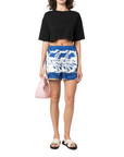 Msgm Shorts Allover Print Blue-White-Brown-AL Capone Premium