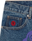 Icecream Running Dog Denim Shorts Mid Wash Blue