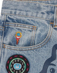 Icecream Running Puppy Triple Scoop Denim Pants Heavy Wash Blue