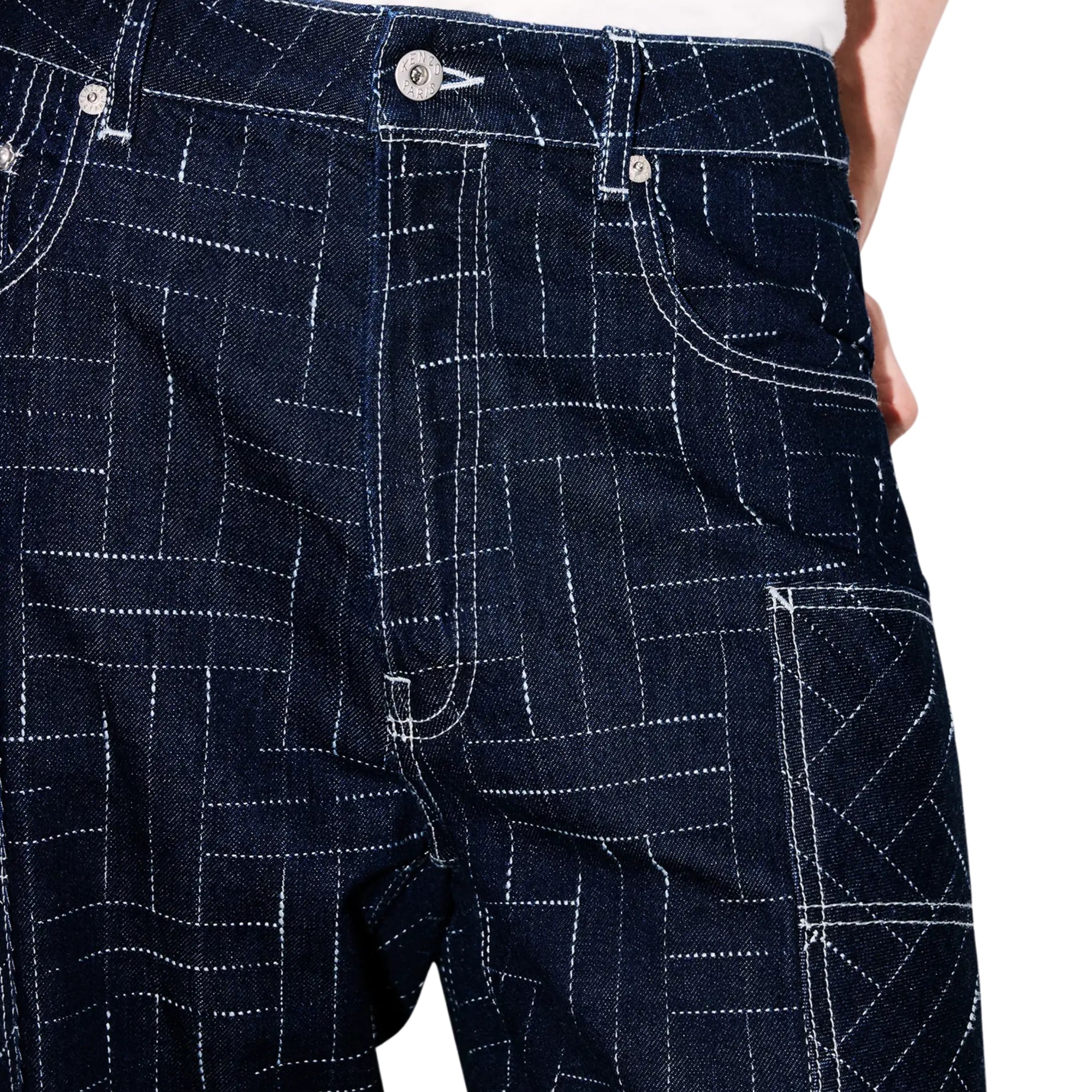 Kenzo Cargo Jeans Weave Denim Blue-AL Capone Premium