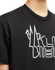 Moncler T-Shirt Curved Logo Black-White