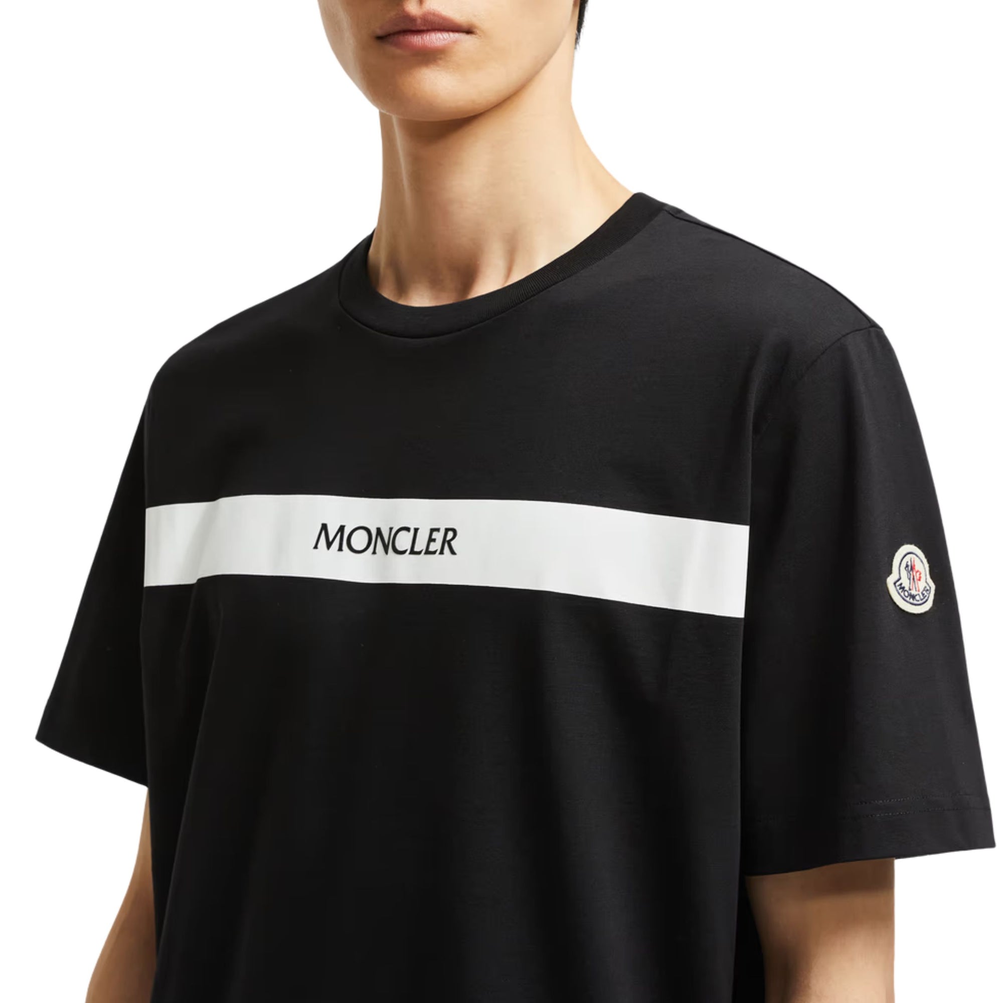 Moncler T-Shirt Rubberized Logo Black-White-AL Capone Premium