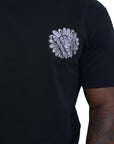 Capone T-Shirt Mexican Embroidered Flower Black-White