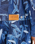 Kenzo Jacket Allover Leaves Print Blue-AL Capone Premium