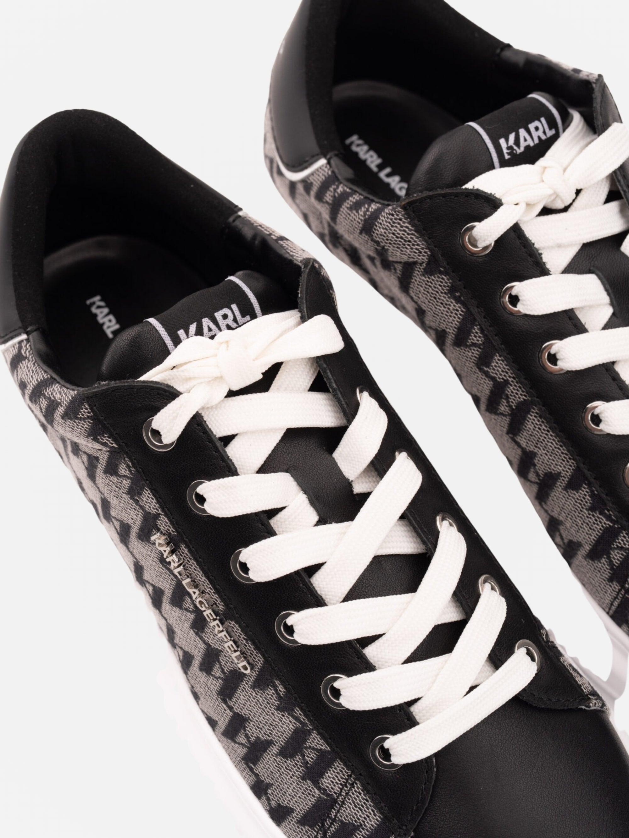 Karl Lagerfeld KL561 Sneaker Jacquard Lo Lace Black Leather & Textile-AL Capone Premium
