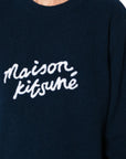 Maison Kitsune Sweater Bold Logo Ink Blue