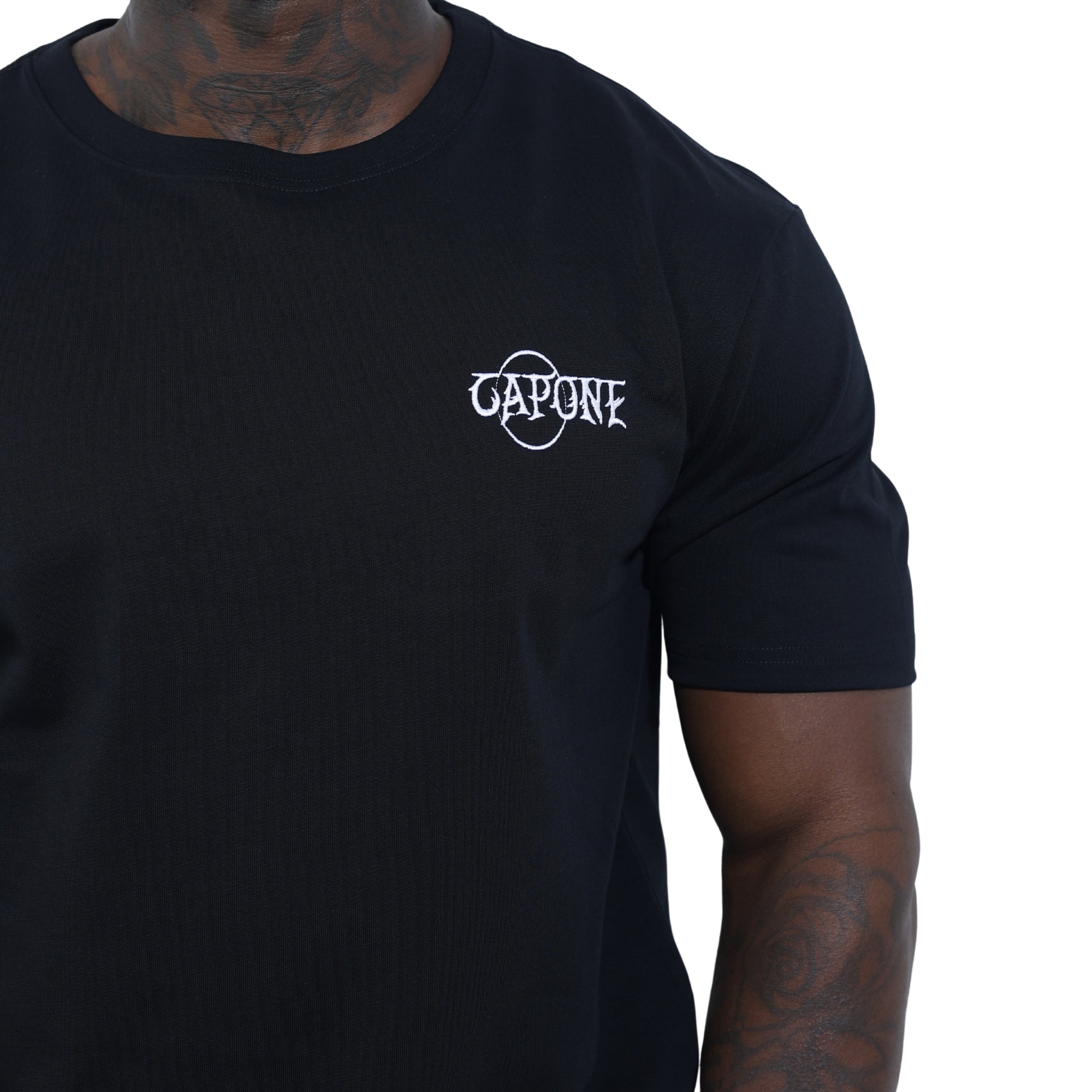 Capone T-Shirt Mexican Embroidered Viva La Mexico Black-Orange-AL Capone Premium