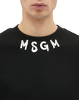 Msgm Sweater Neck Logo Black-White