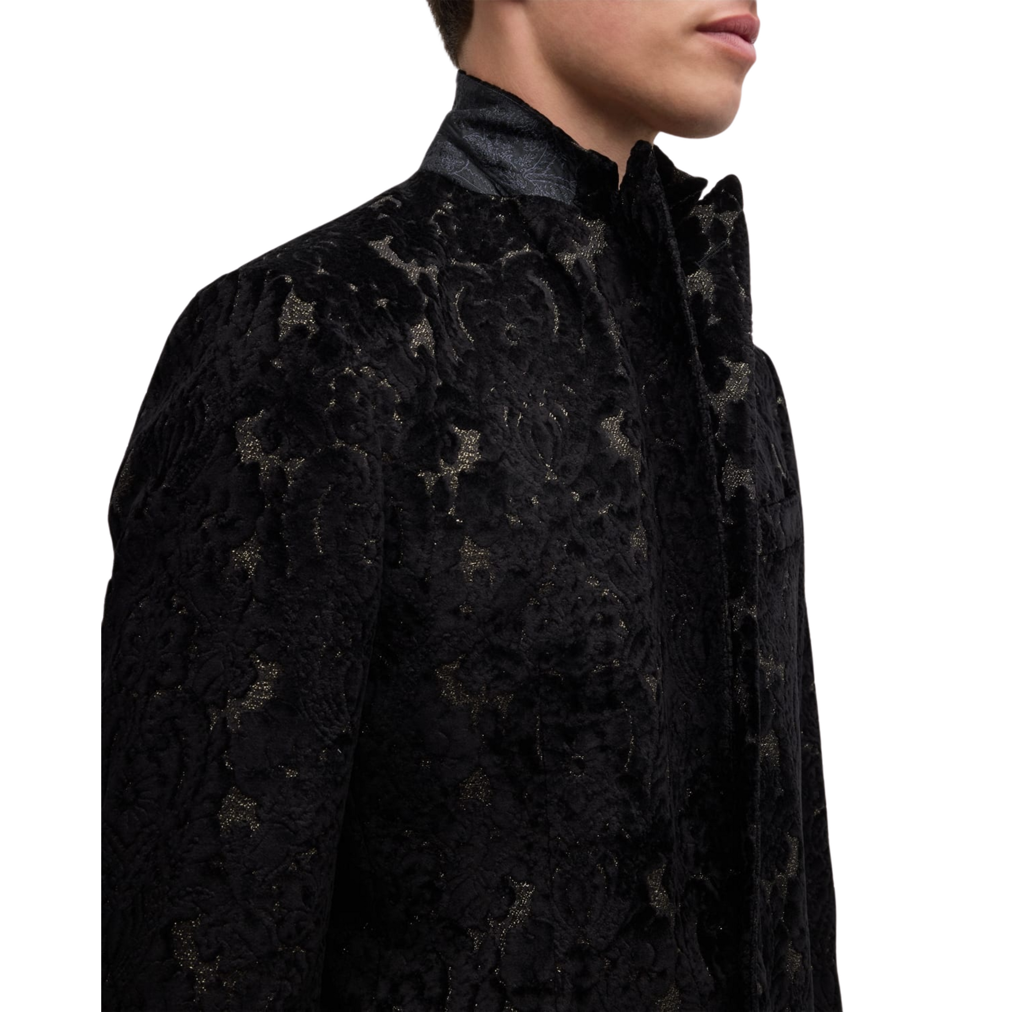 Retro Jacket Evening Allover Pailsey Print Black-AL Capone Premium