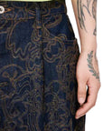 Kenzo Jeans Allover Print Wide Leg Brown-Blue-AL Capone Premium