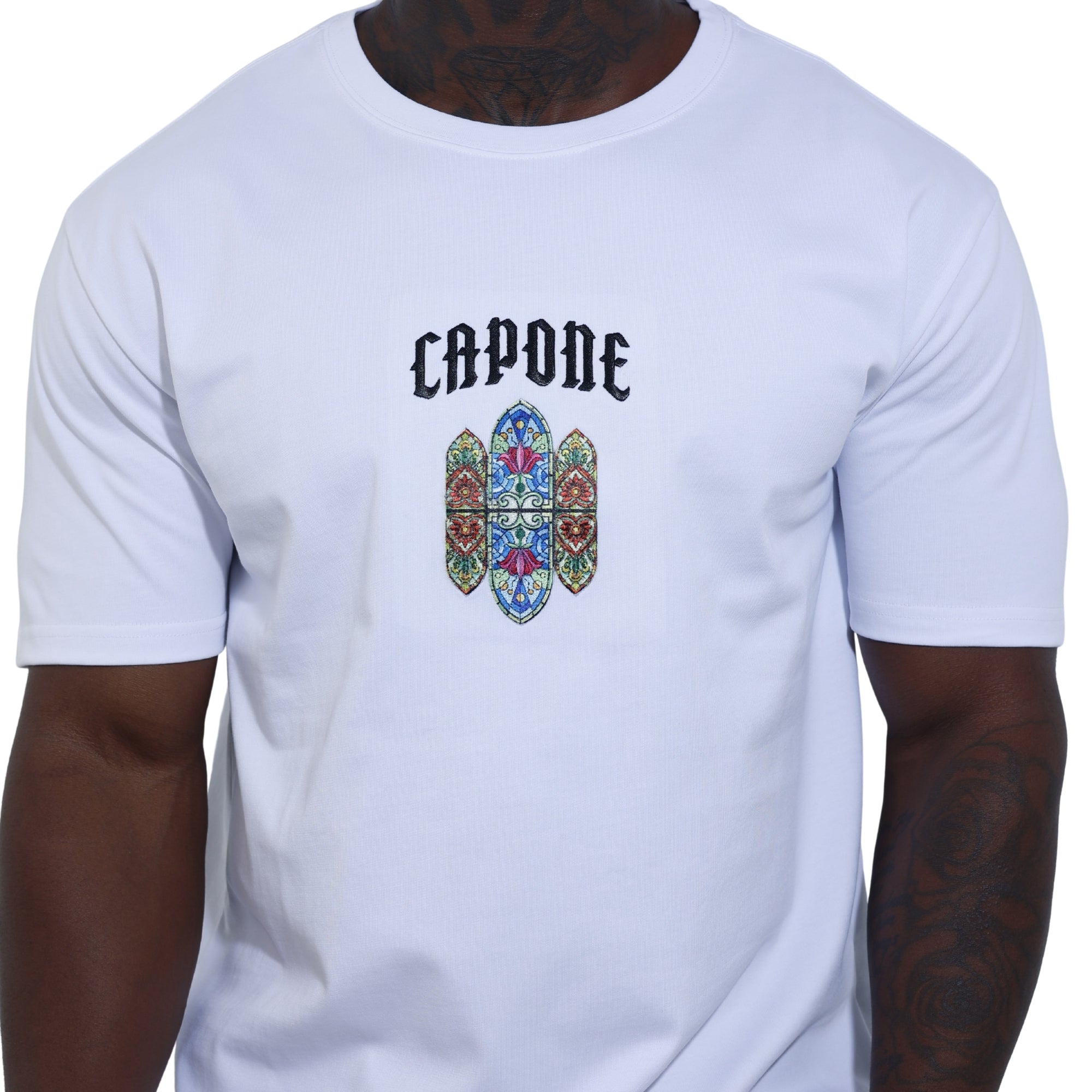 Capone T-Shirt Mexican Embroidery Slogan White-AL Capone Premium