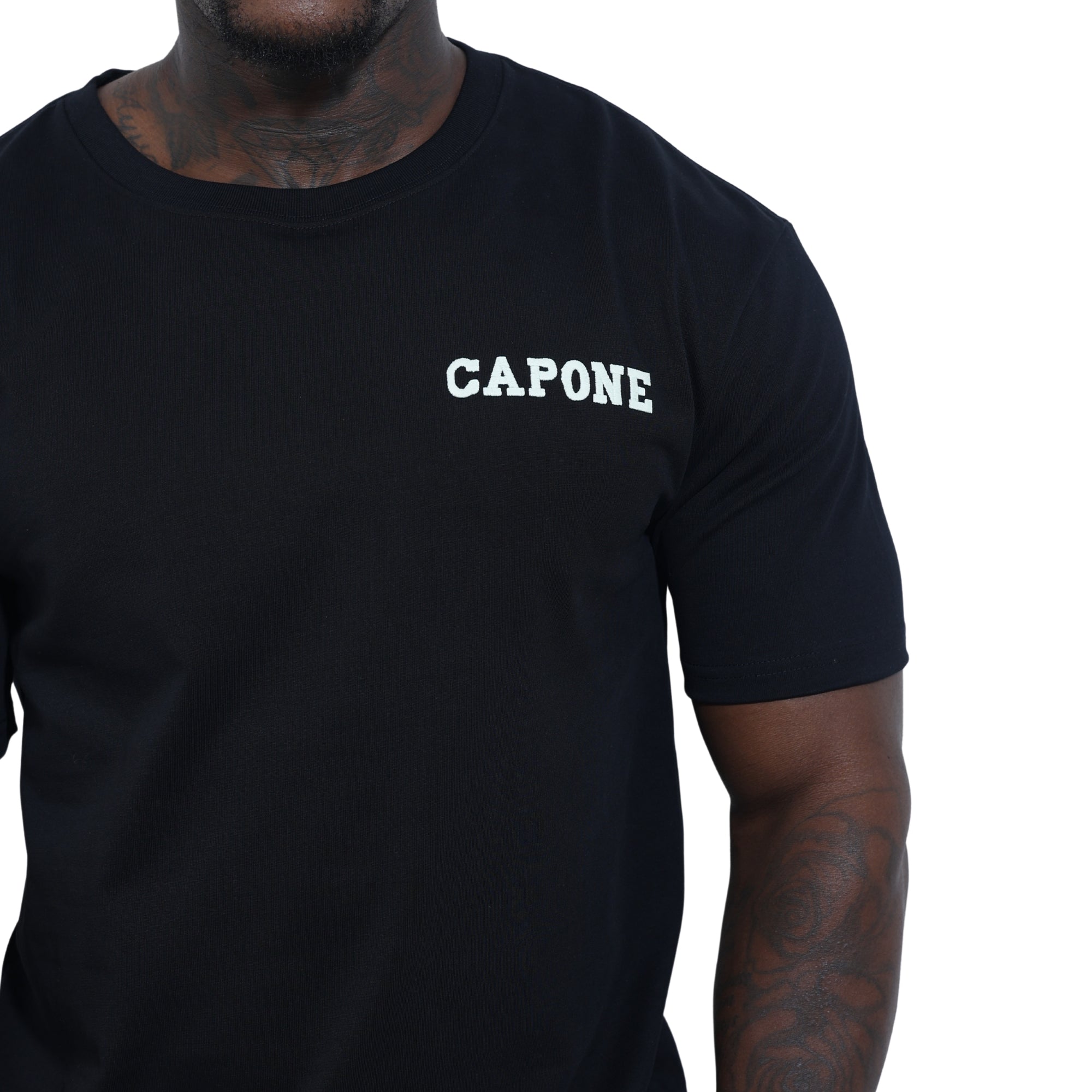 Capone T-Shirt Mexican Crochet Black-AL Capone Premium