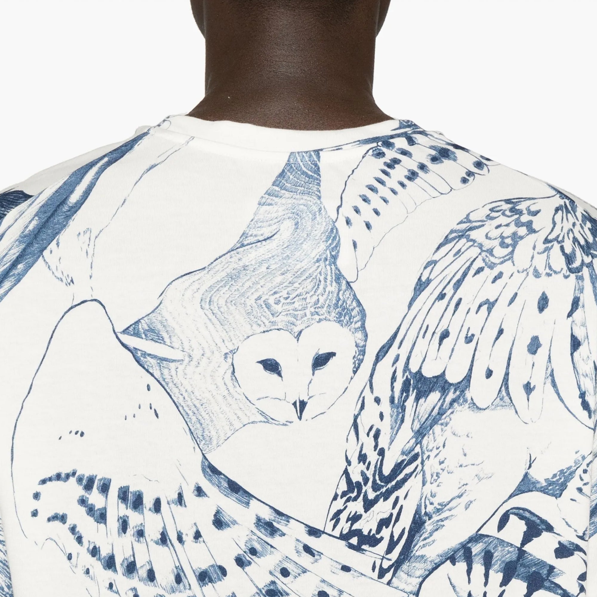Jil Sander T-Shirt Allover Owl Print White-Blue-AL Capone Premium