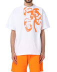 Msgm T-Shirt Brushed Logo White-Orange