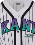 Karl Kani T-Shirt Pinstripe Baseball White-Black-Purple-AL Capone Premium