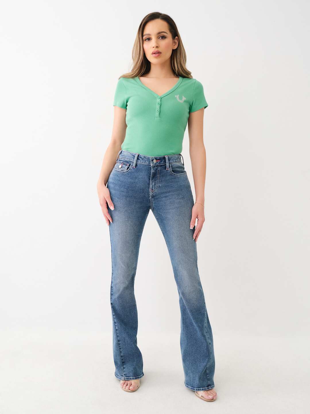 True Religion JEANS JOEY MID RISE FLARE BLUE-AL Capone Premium
