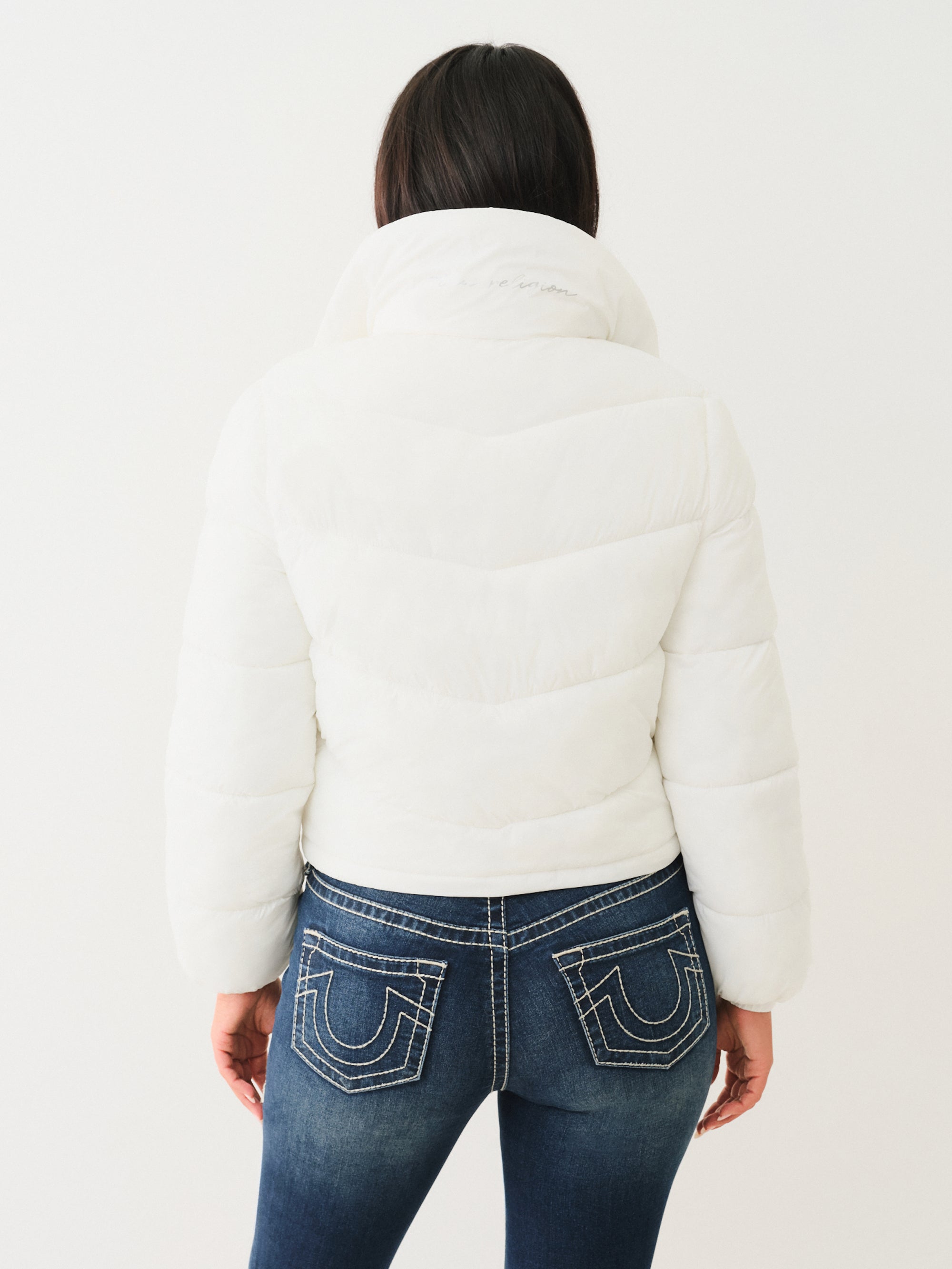 True Religion Double Collar Puffer Jacket Optic White-AL Capone Premium