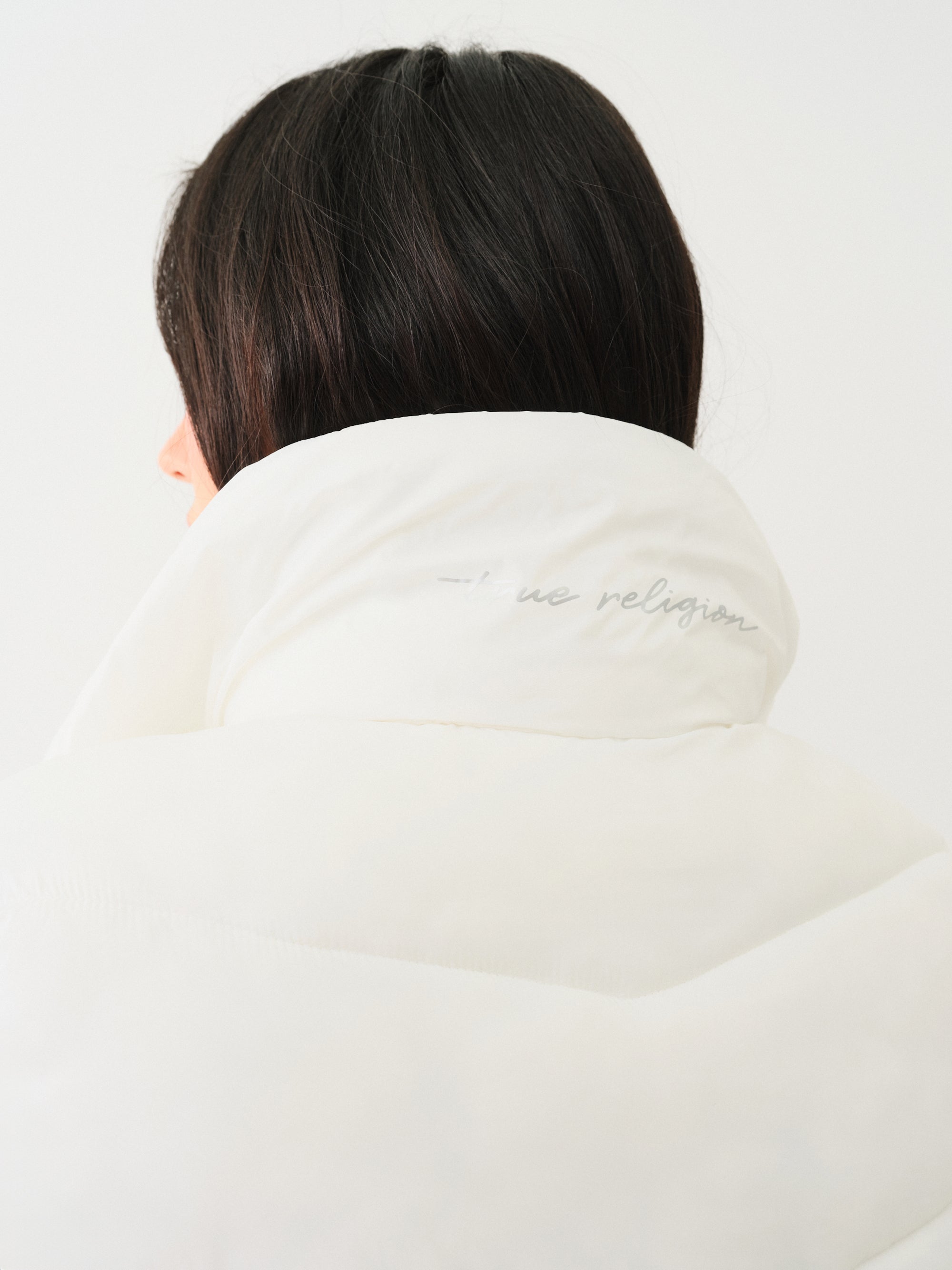 True Religion Double Collar Puffer Jacket Optic White-AL Capone Premium