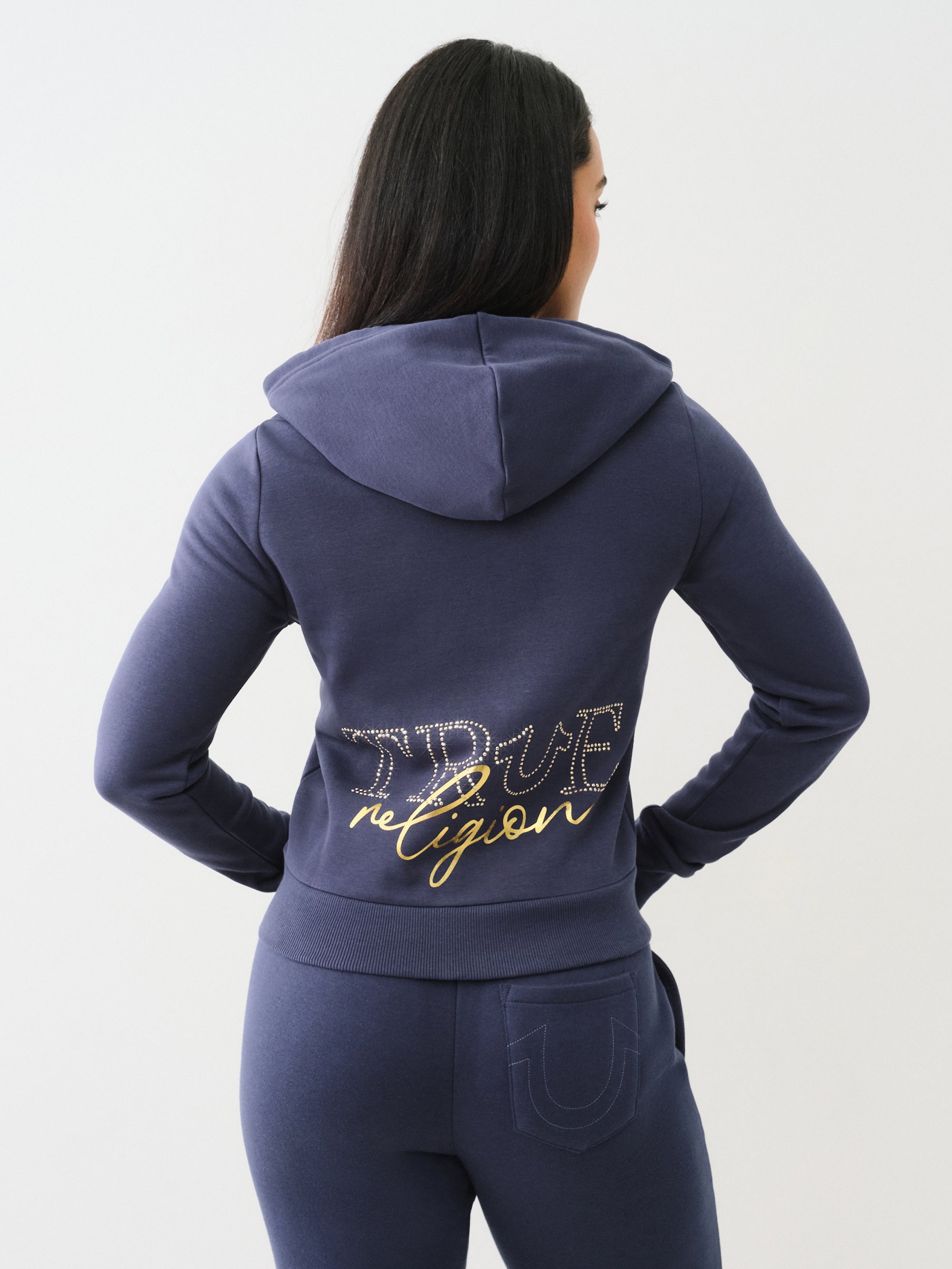 True Religion True Zip Hoodie Dress Blue-AL Capone Premium