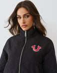 True Religion Hs Quilted Zip Up Jacket Jet Black