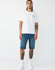 True Religion Shorts Ricky Big T Flap Medium Blue Comet Wash