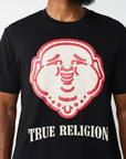 True Religion T-Shirt Puff Buddha Face Jet Black