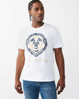 True Religion T-Shirt Puff Buddha Face Optic White