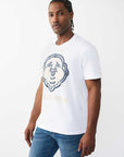 True Religion T-Shirt Puff Buddha Face Optic White