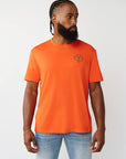 True Religion T-Shirt Applique Multi Red/Orange
