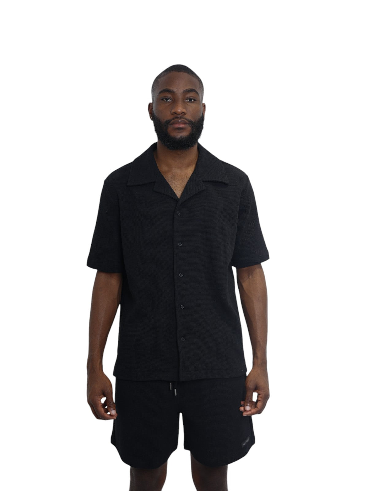 Capone Shirt Textured Basic Black-AL Capone Premium