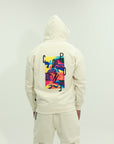 Capone Sweater Hooded Colourful Backprint Beige