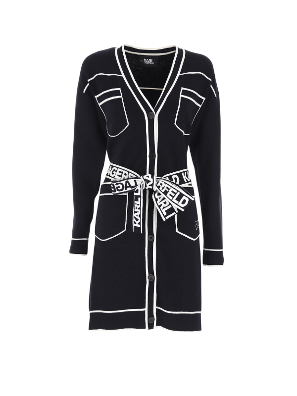 Karl Lagerfeld Dress Cardigan Black White