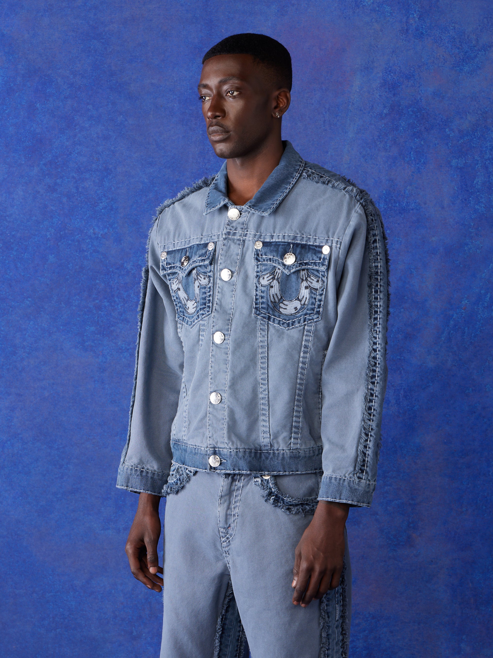 【タグ付き】True Religion デニムジャケットライトブルー　総柄 True Religion Bluxtr Jacket Boxy Azul Pigment Wash – AL Capone Premium