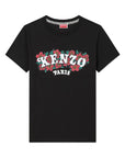 Kenzo T-Shirt Ladies Logo On Flowers Black