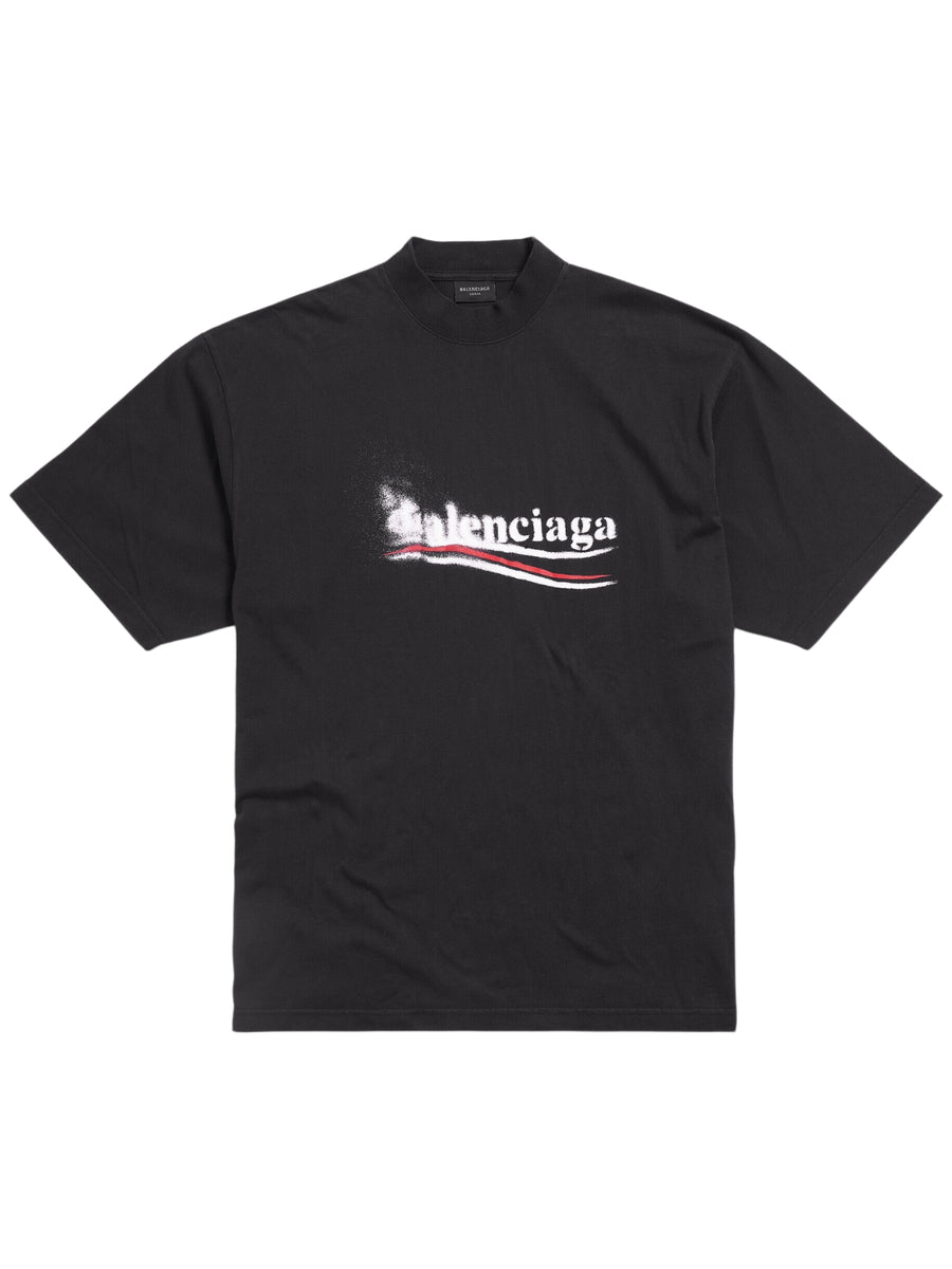 Balenciaga T Shirt Logo Faded Black AL Capone Premium