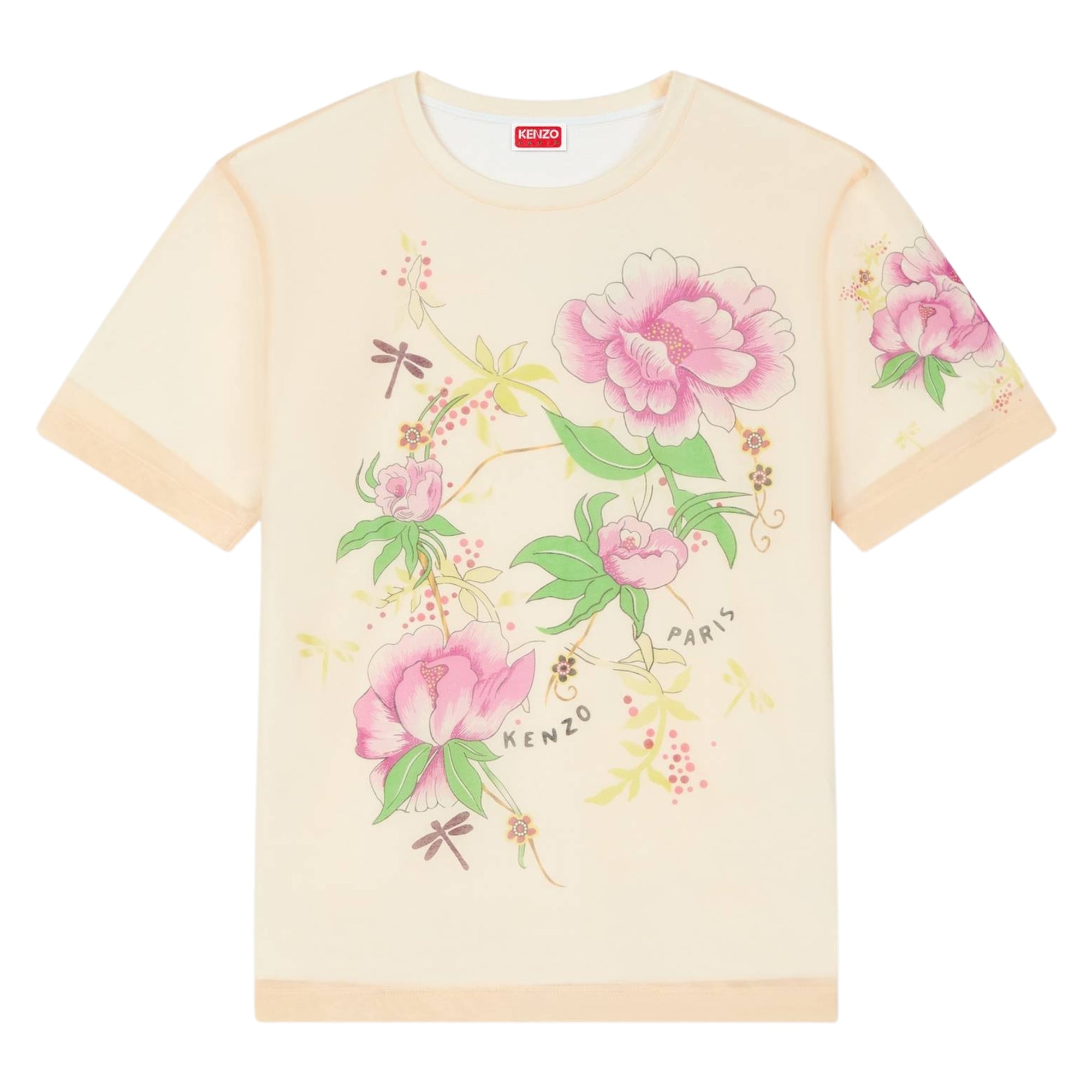 Kenzo T-Shirt Ladies Allover Print Floral Beige-AL Capone Premium