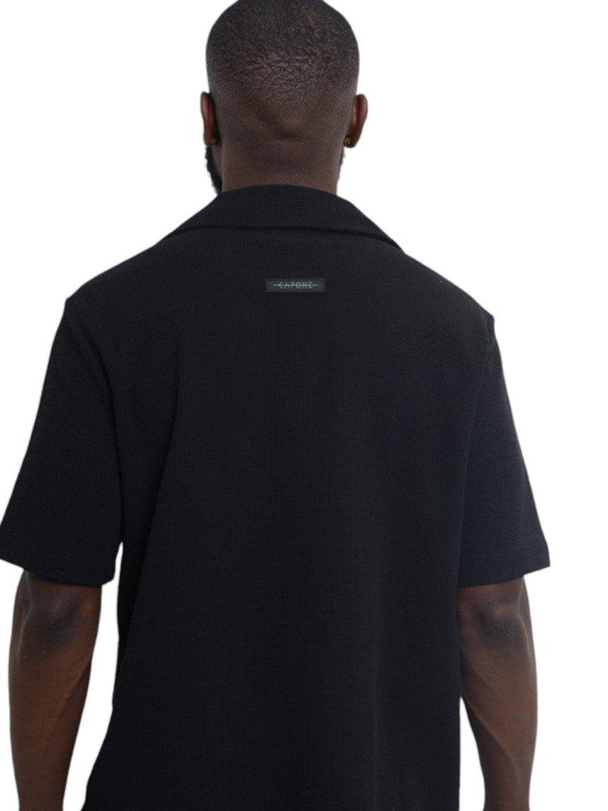 Capone Shirt Textured Basic Black-AL Capone Premium